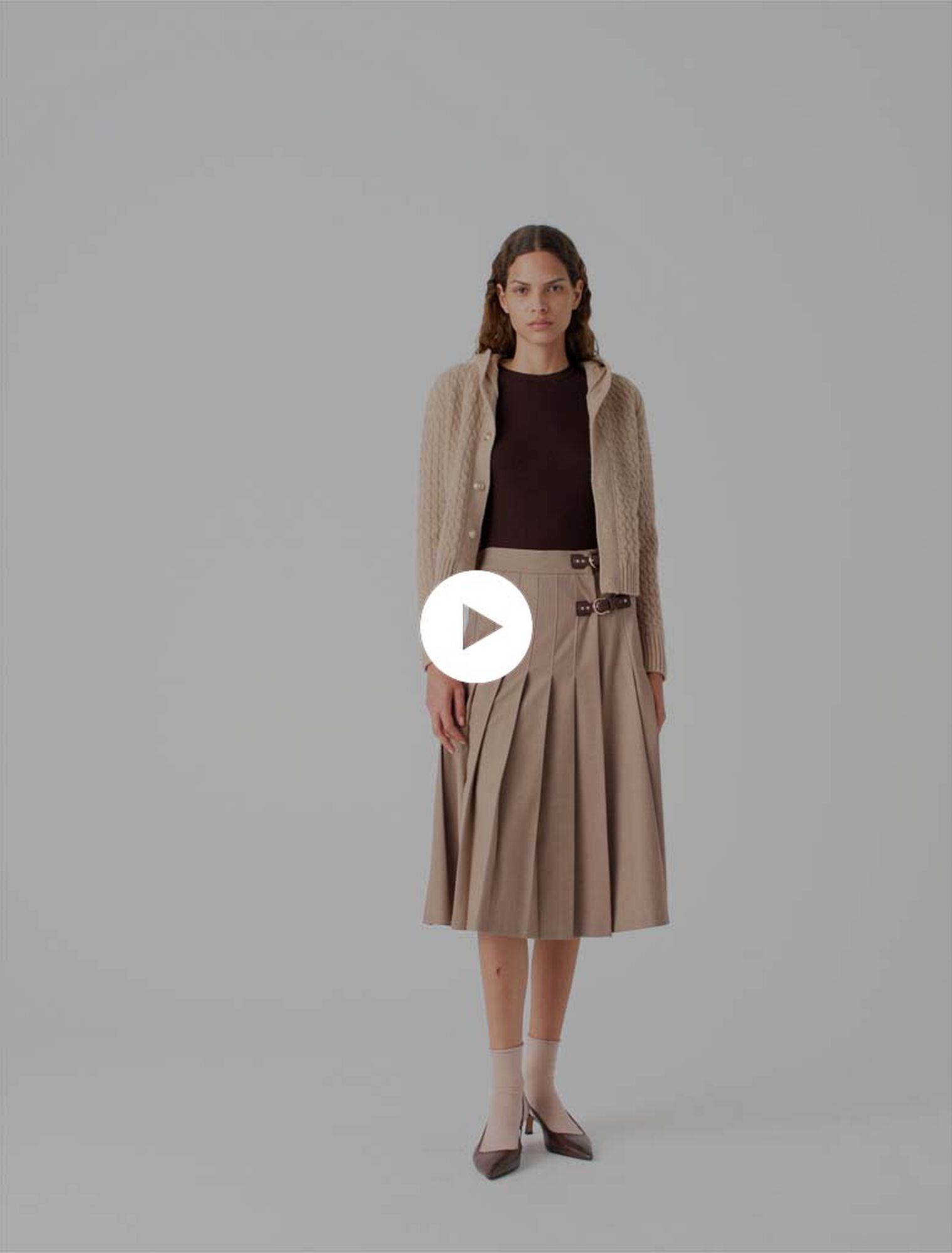 Jupe midi pliss&eacute;e &agrave; boucles