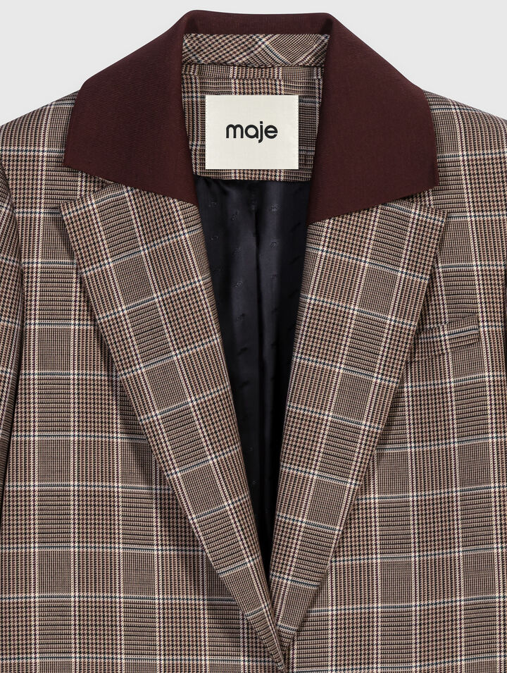 Veste &agrave; carreaux col amovible