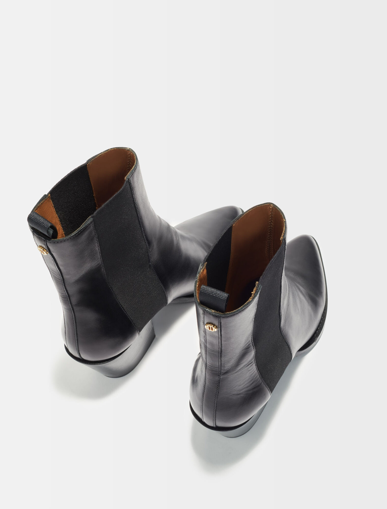 Bottines en cuir lisse mi-haute