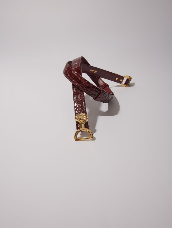 Ceinture fine en cuir à mors lion