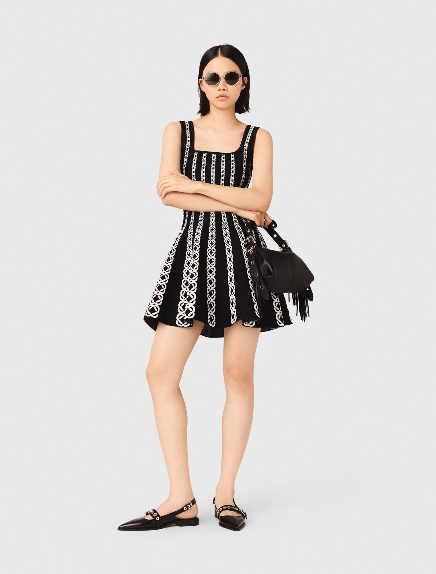 Short jacquard knit dress