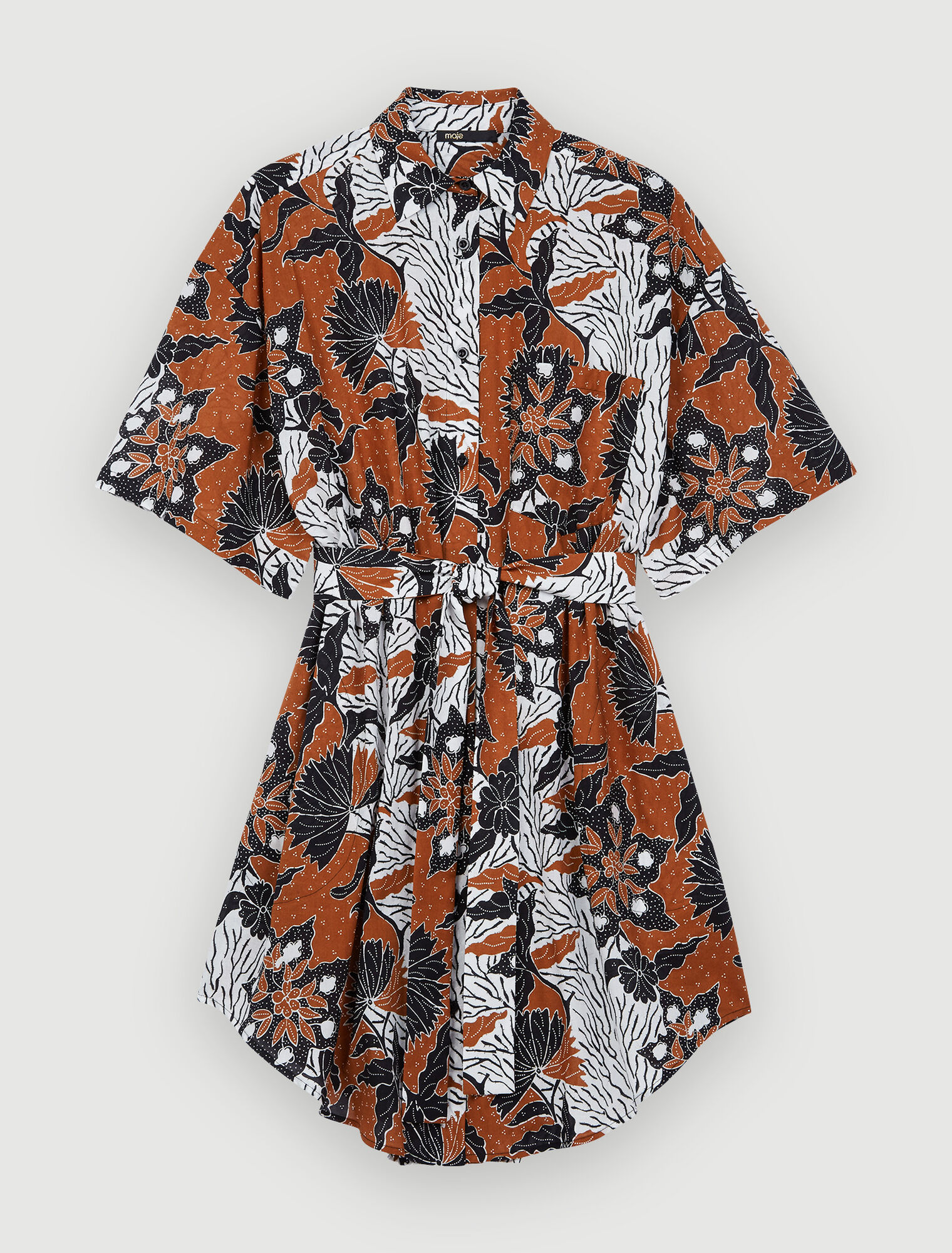 Robe chemise en voile de coton imprimé