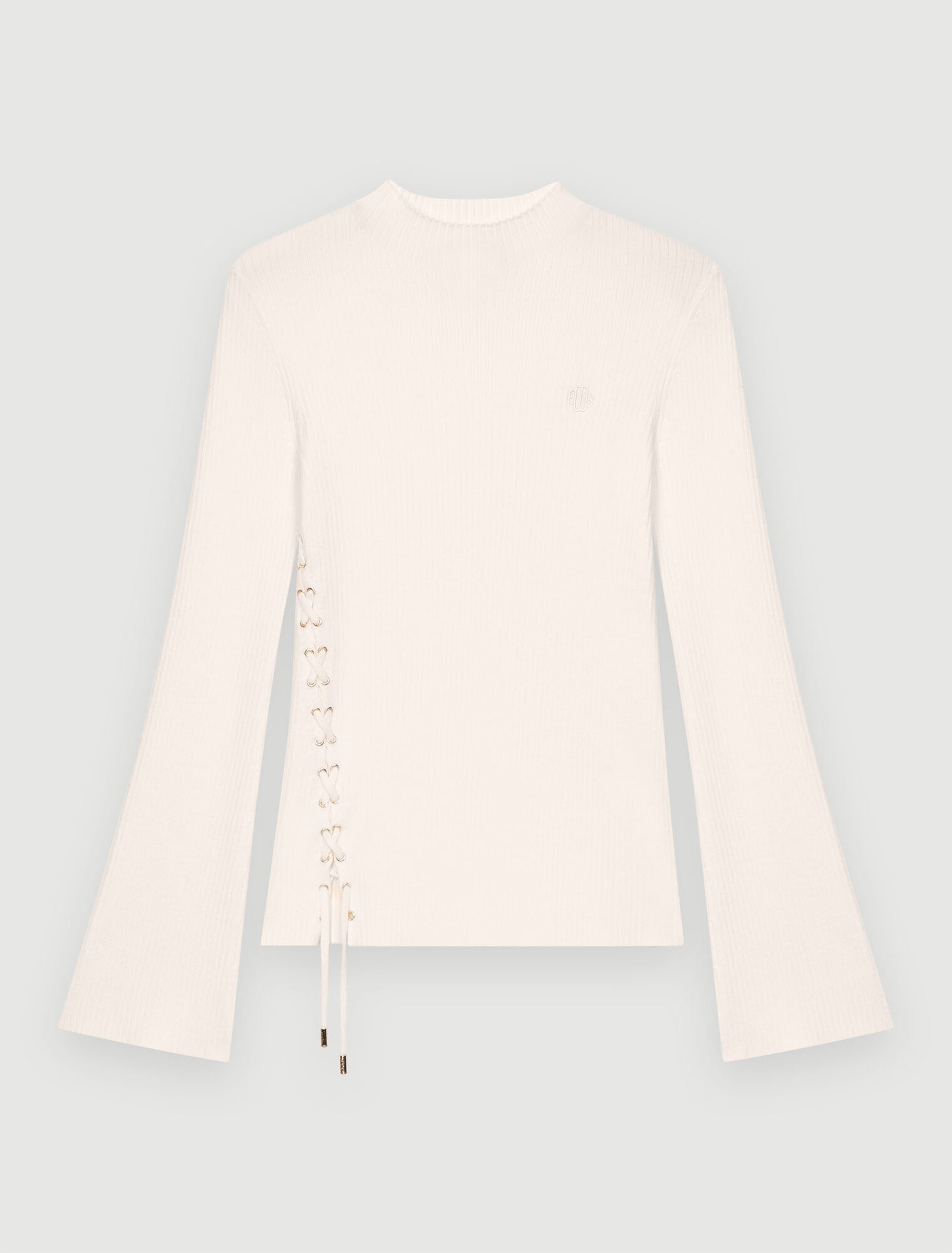 Pull à côtes et œillets en métal doré