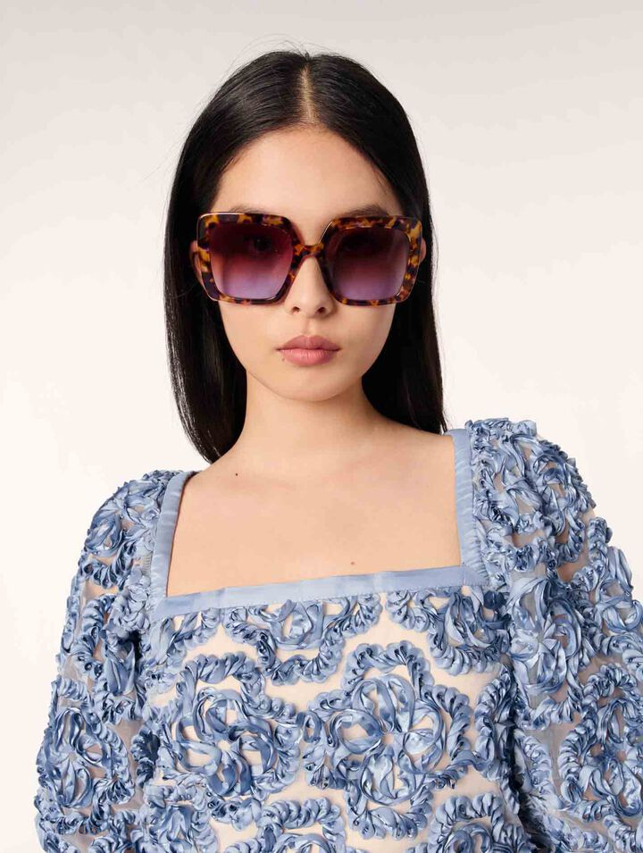 Top en organza motif floral