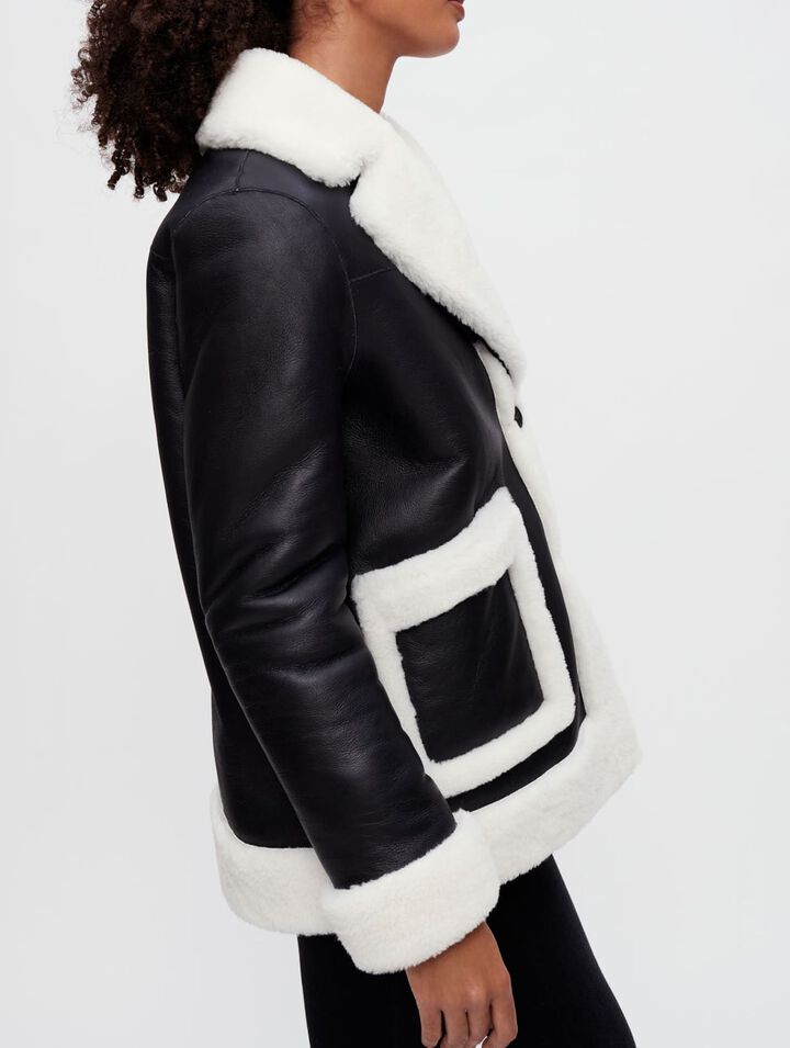 Two-tone shearling coat