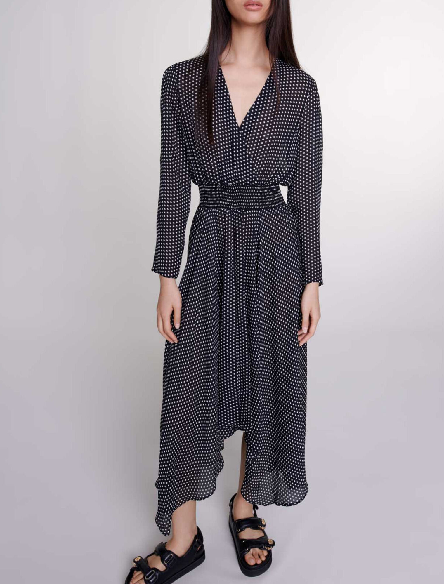 Robe mi-longue à pois