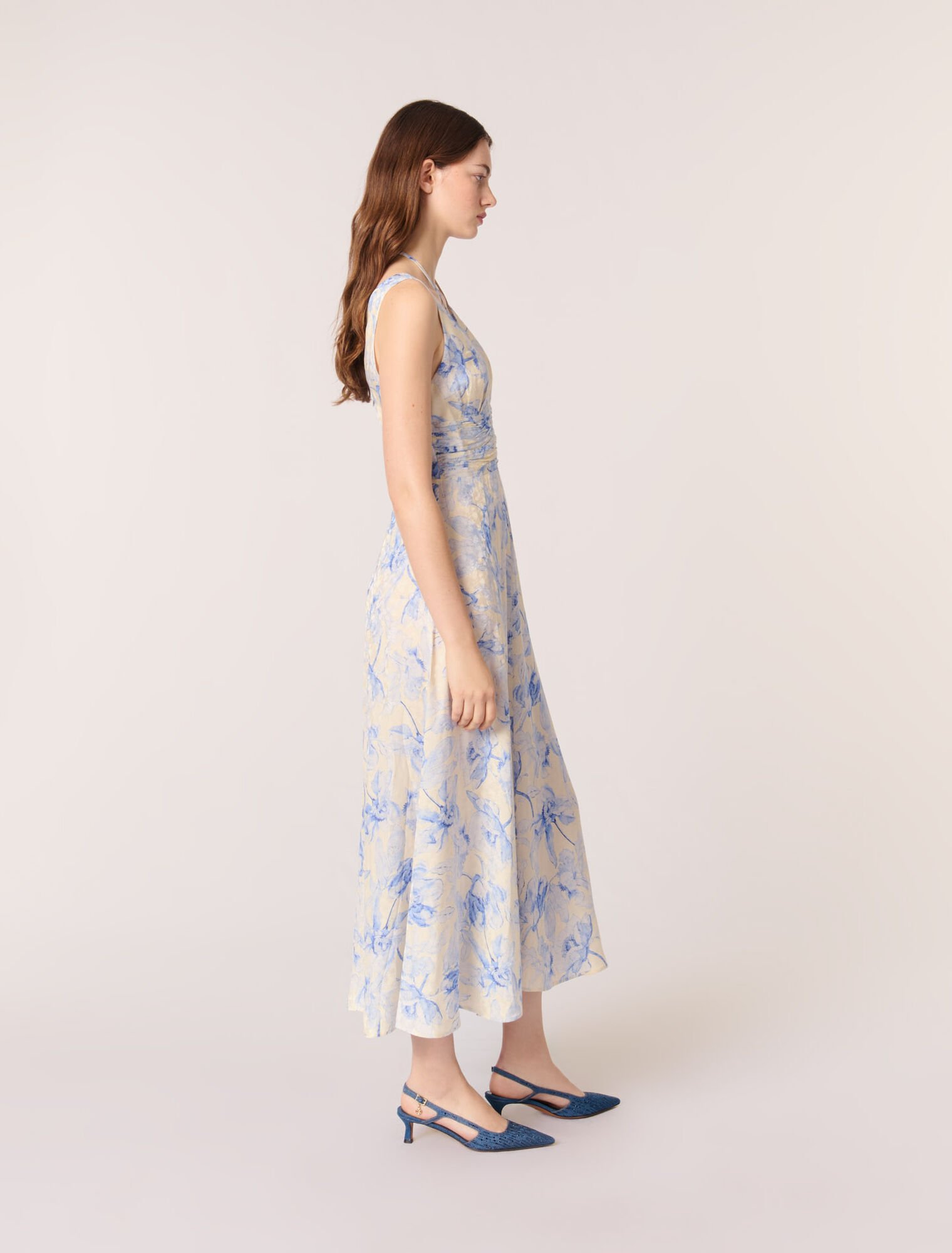 Patterned maxi dress with lacing