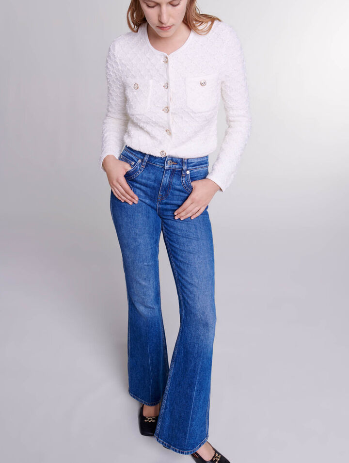 Jean flare &agrave; poches brod&eacute;es