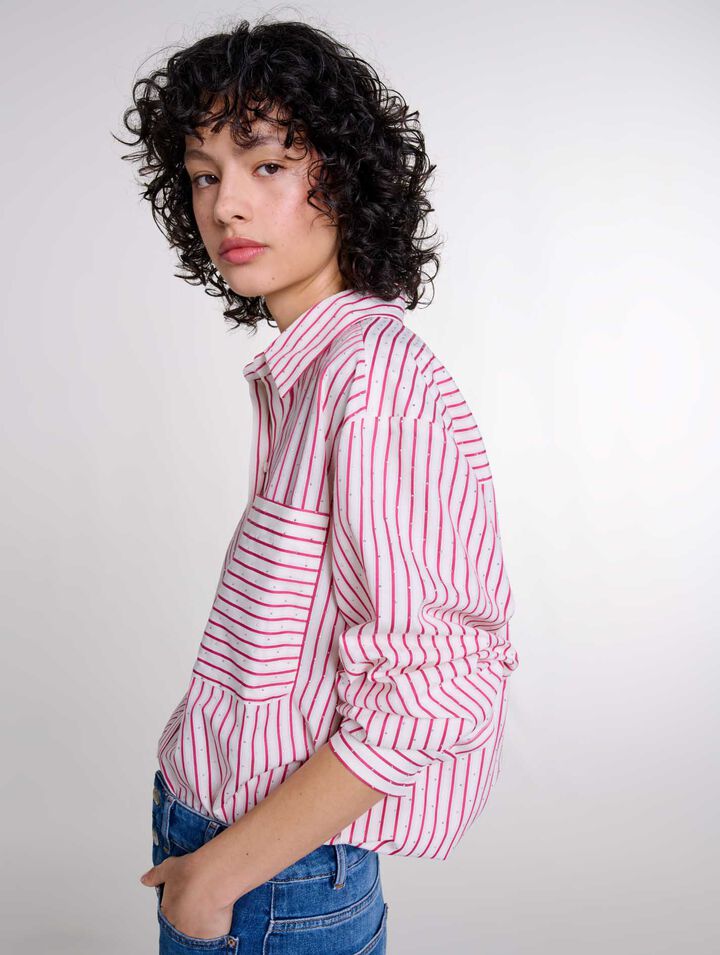 Chemise strassée à rayures