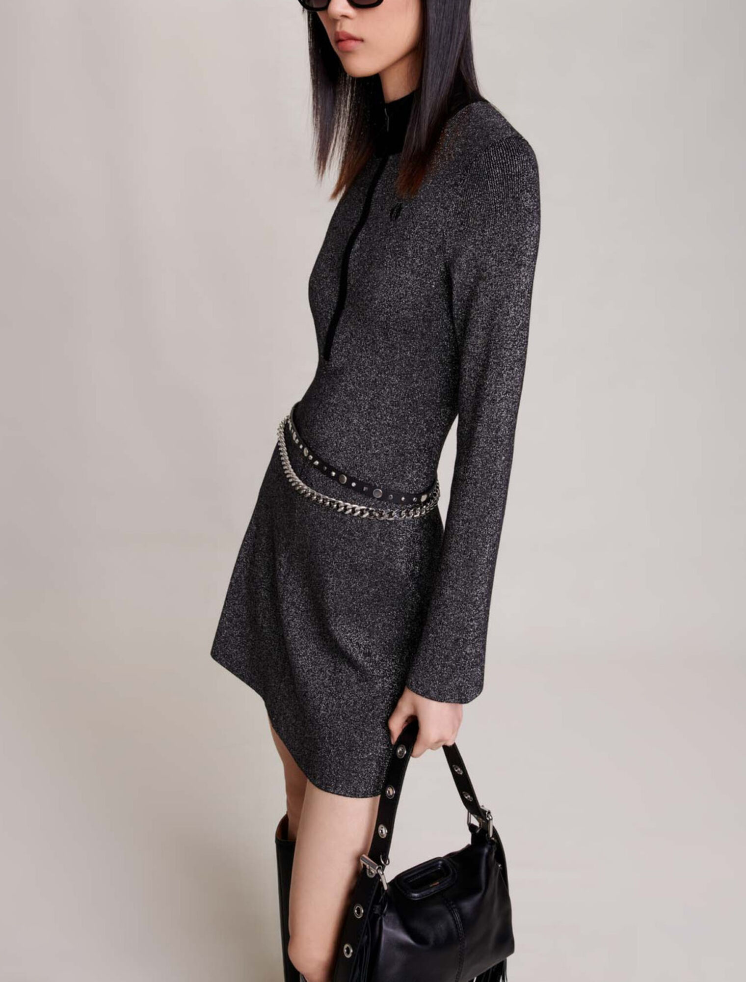 Short glittery knit dress