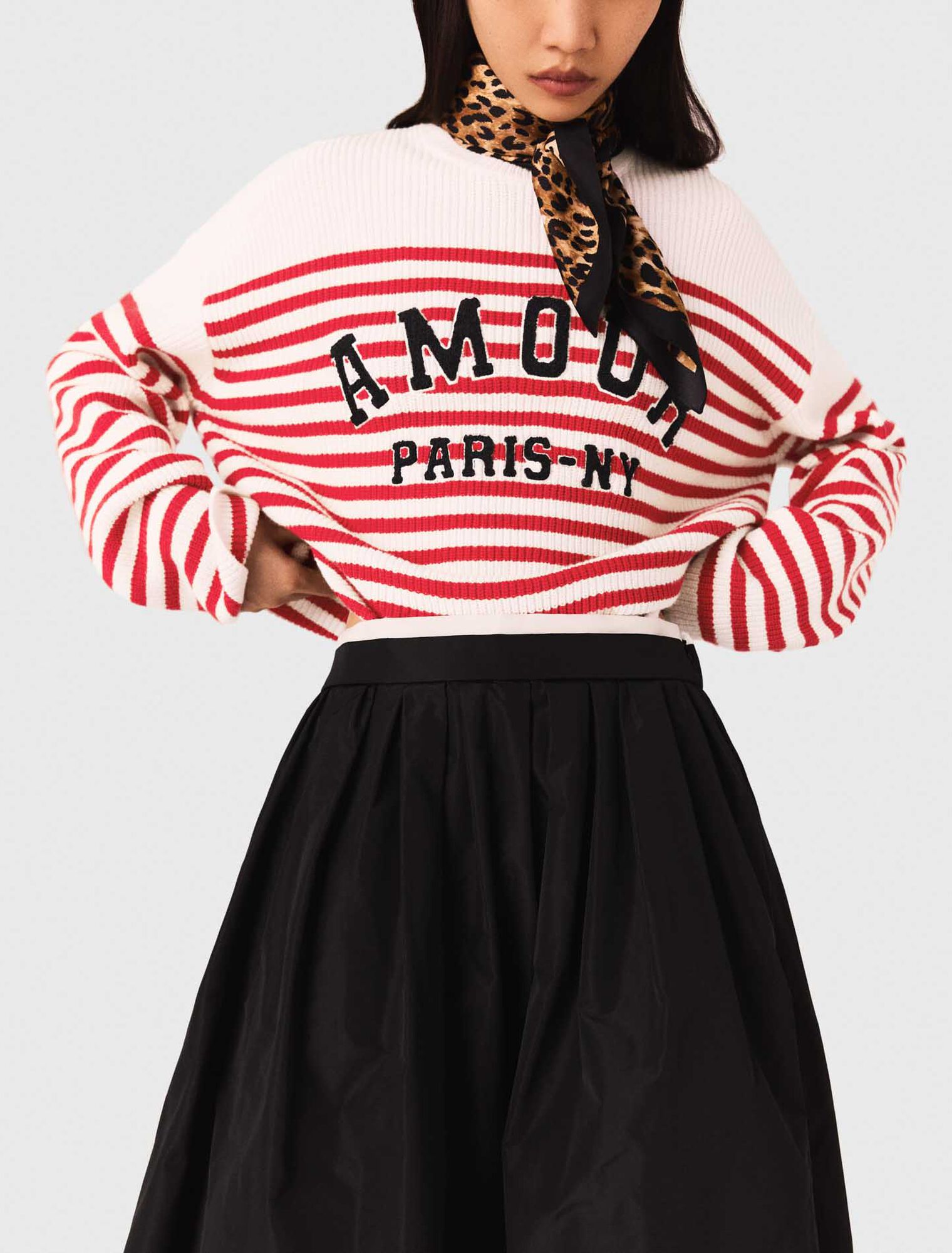 Long skirt with contrast waistband
