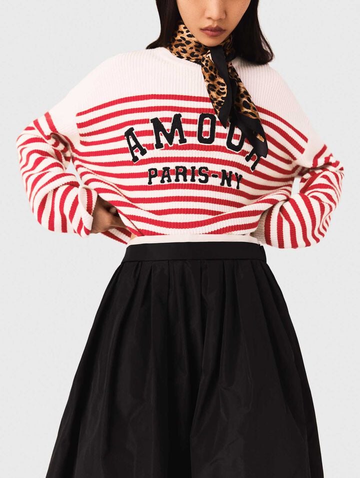 Long skirt with contrast waistband