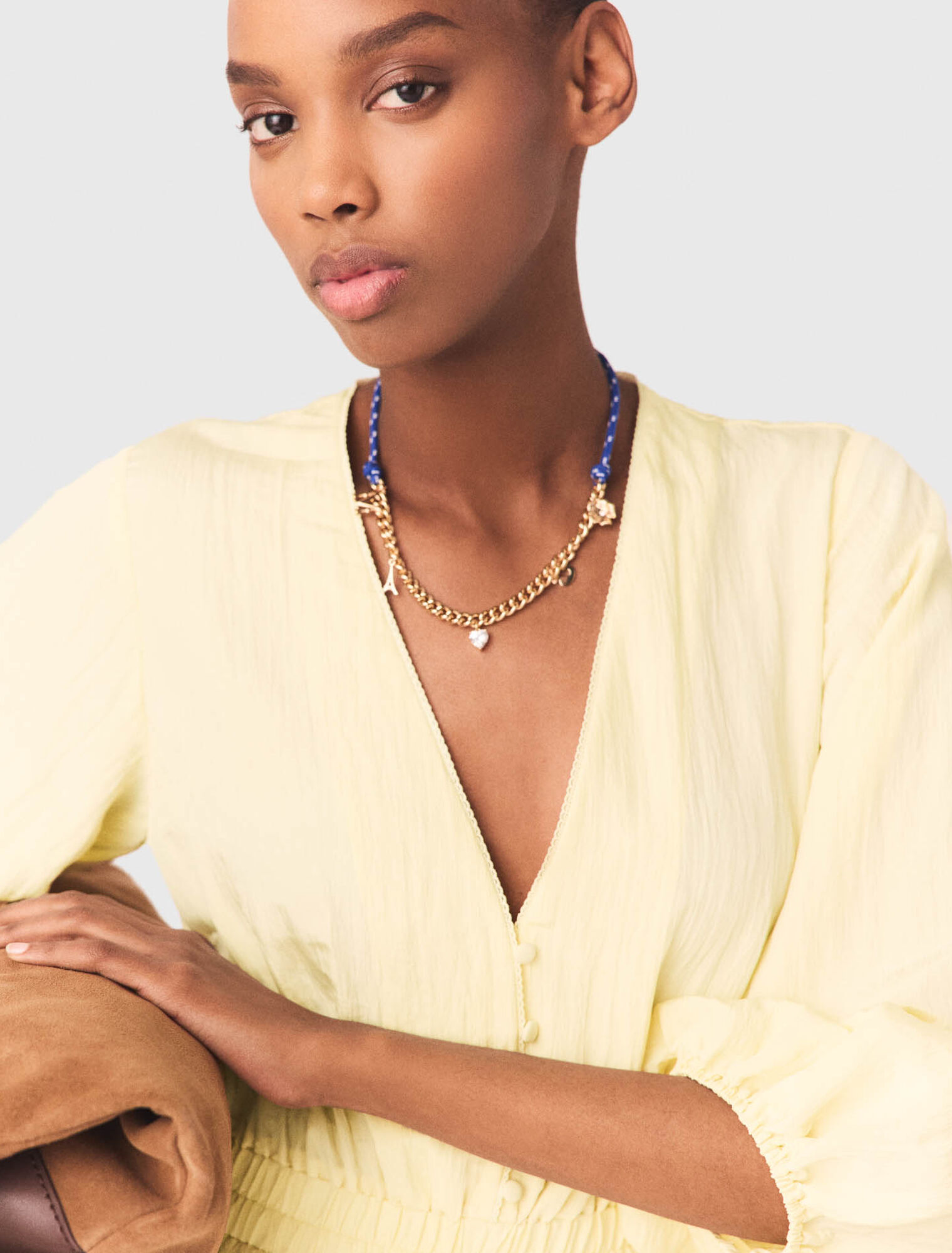 Collier chaine &agrave; cordon marin