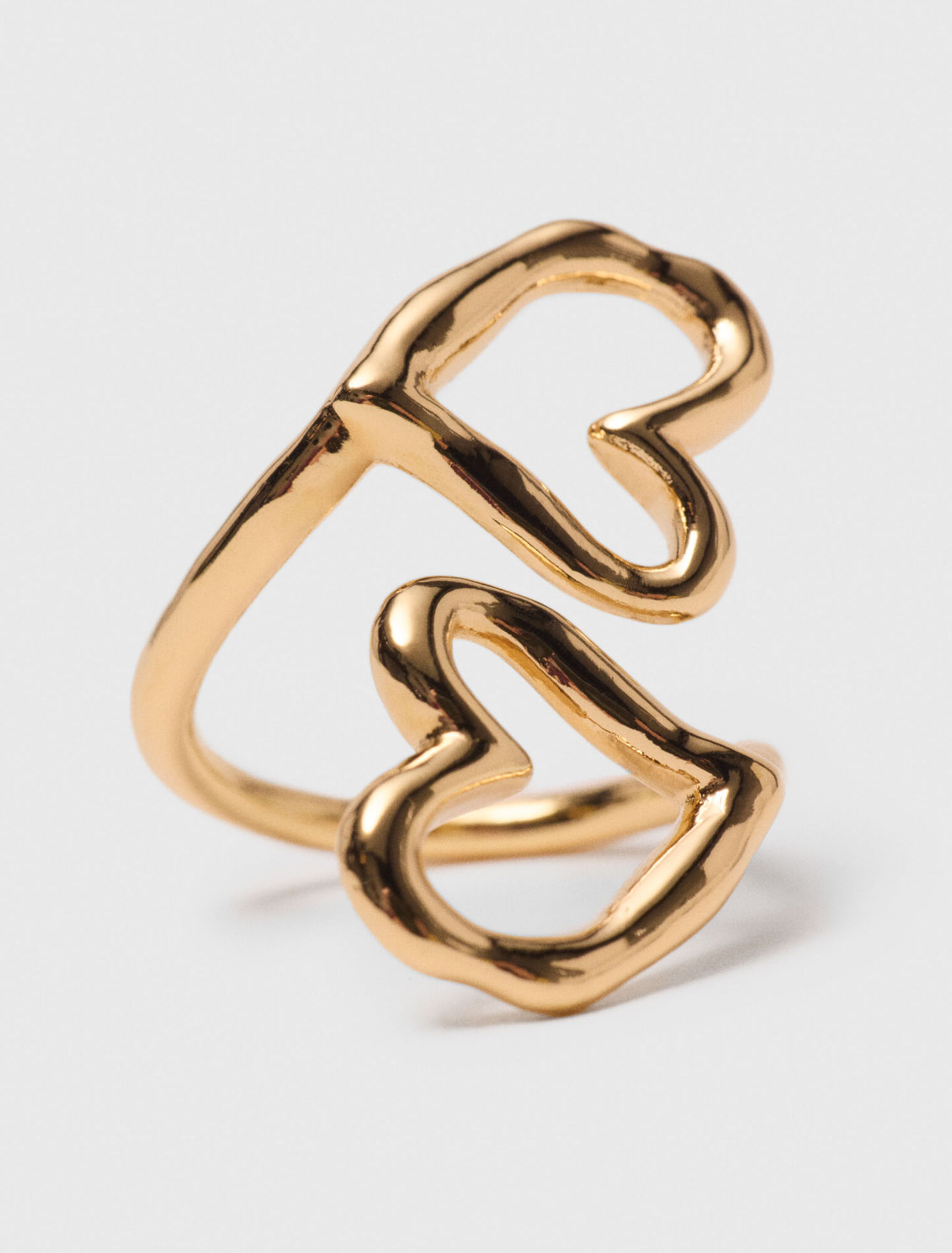 Bague double cœur plaqué or
