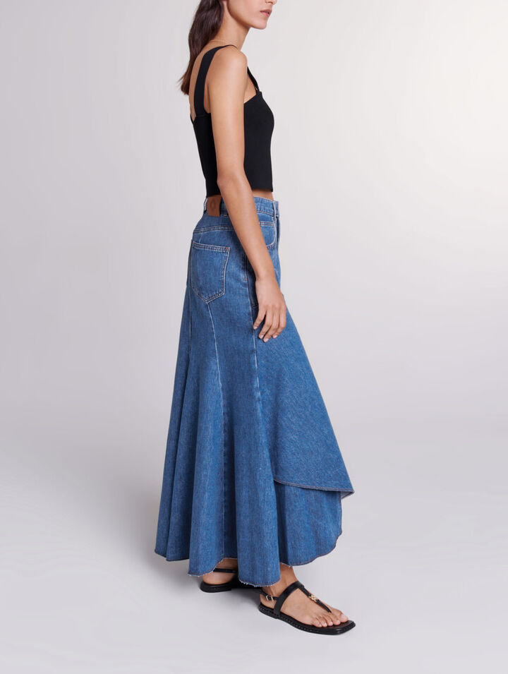 Asymmetrical denim skirt