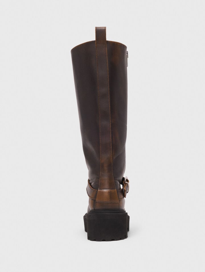 Bottes biker en cuir