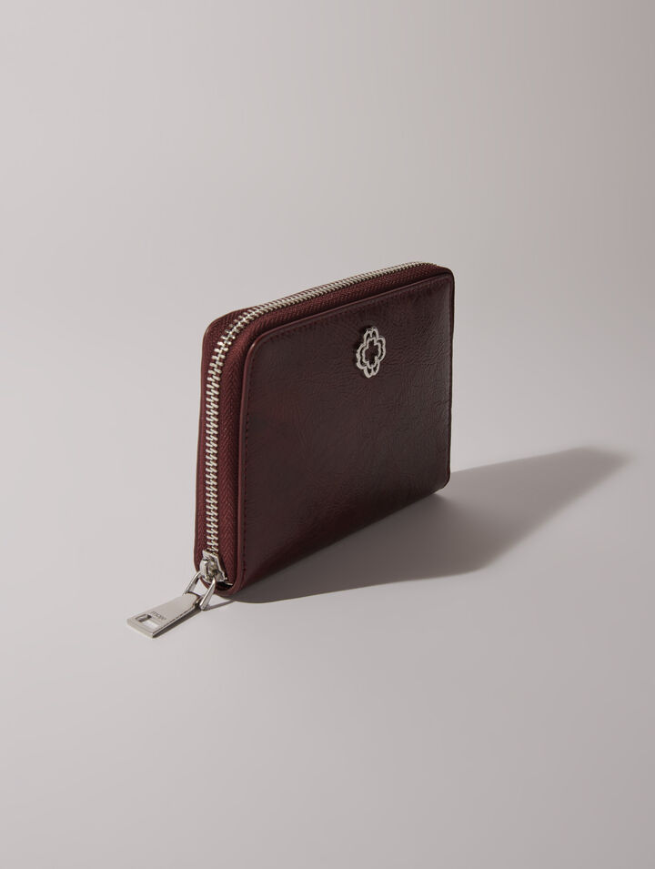 Portefeuille en cuir craquelé