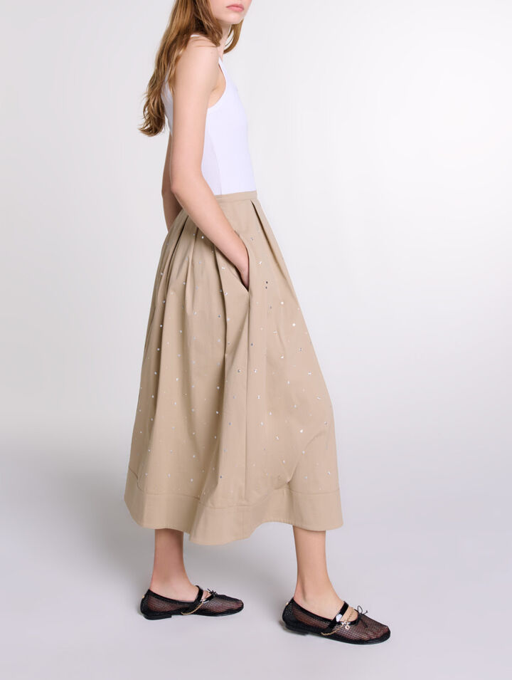 Long studded cotton skirt