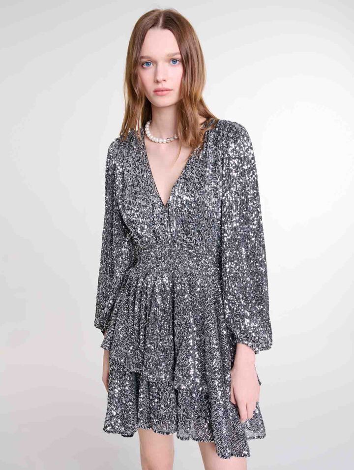 Short ruffled sequinned dress
