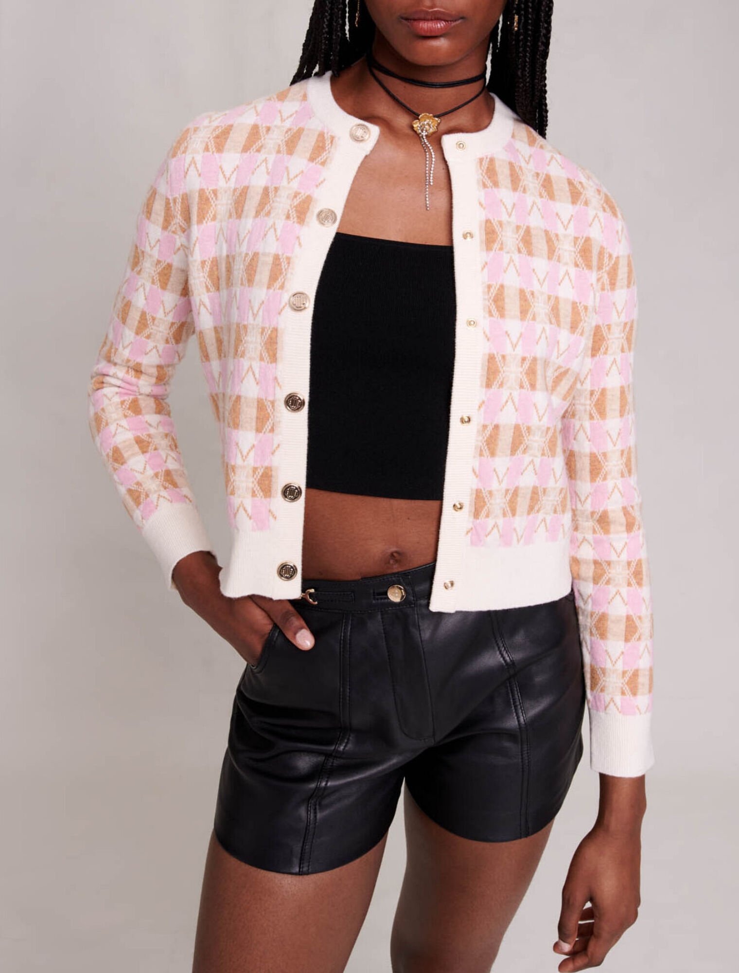 Cardigan à carreaux