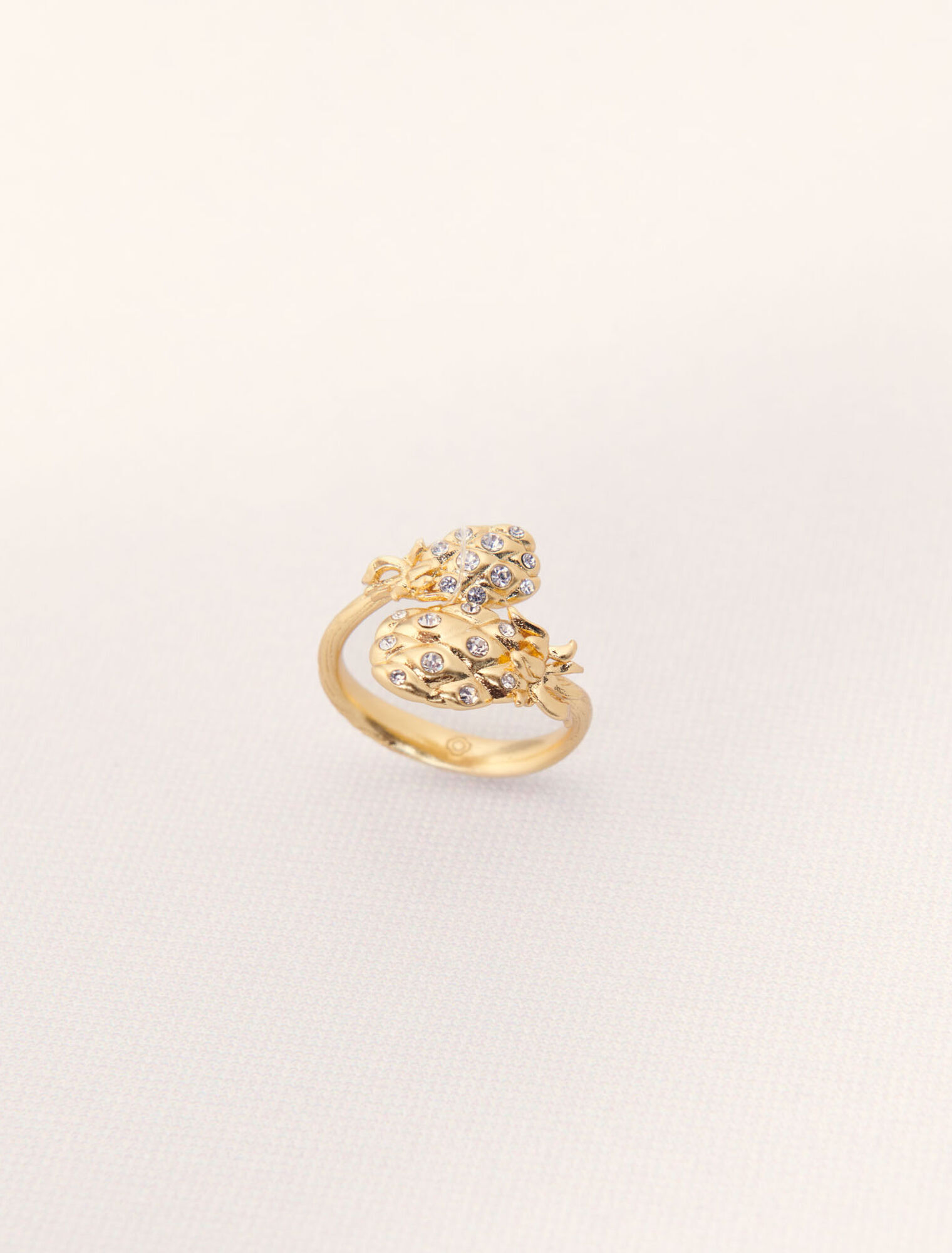 Double pineapple rhinestone ring