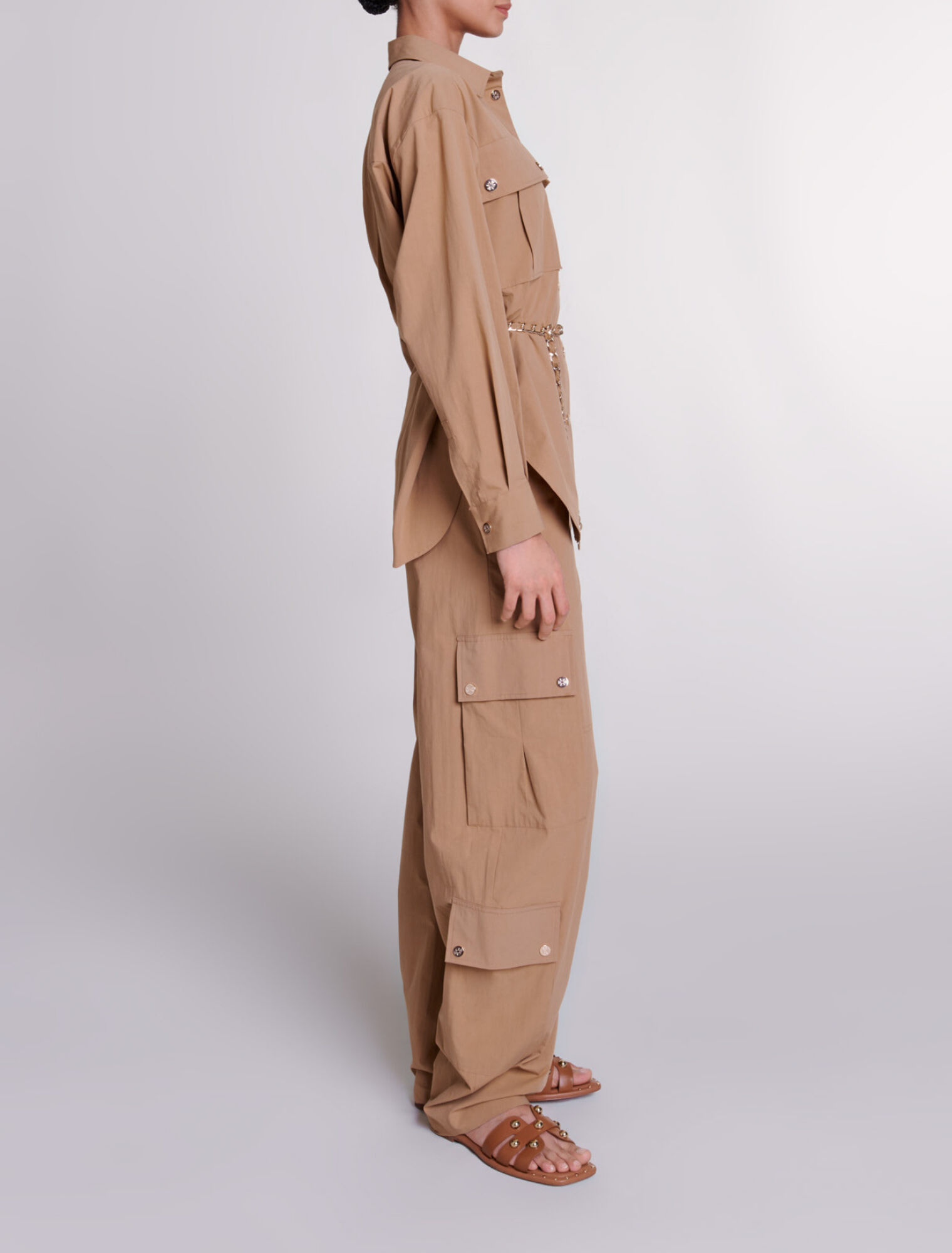 Belted long shirt