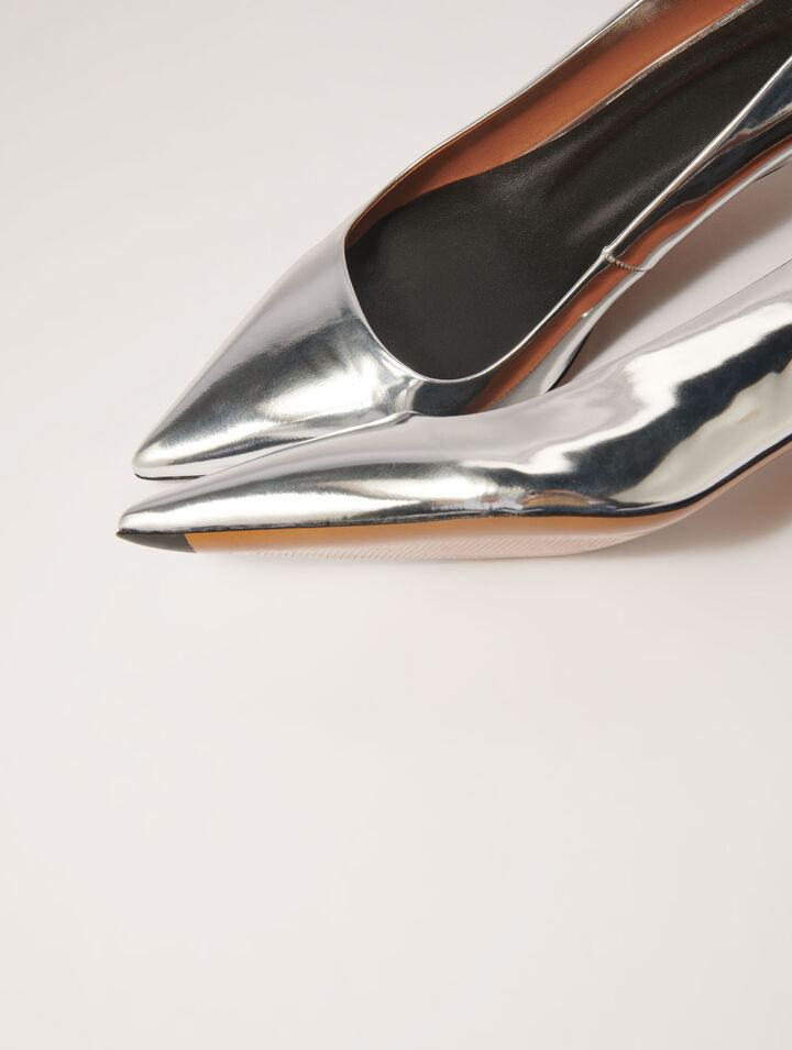 Escarpins pointus en cuir miroir