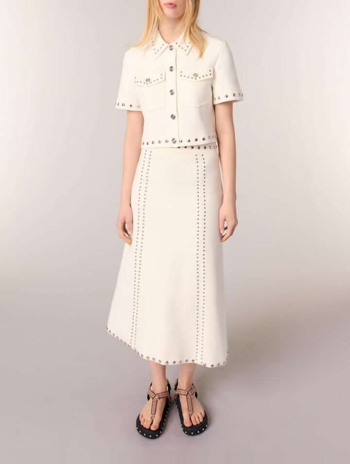 Knit midi skirt with studs