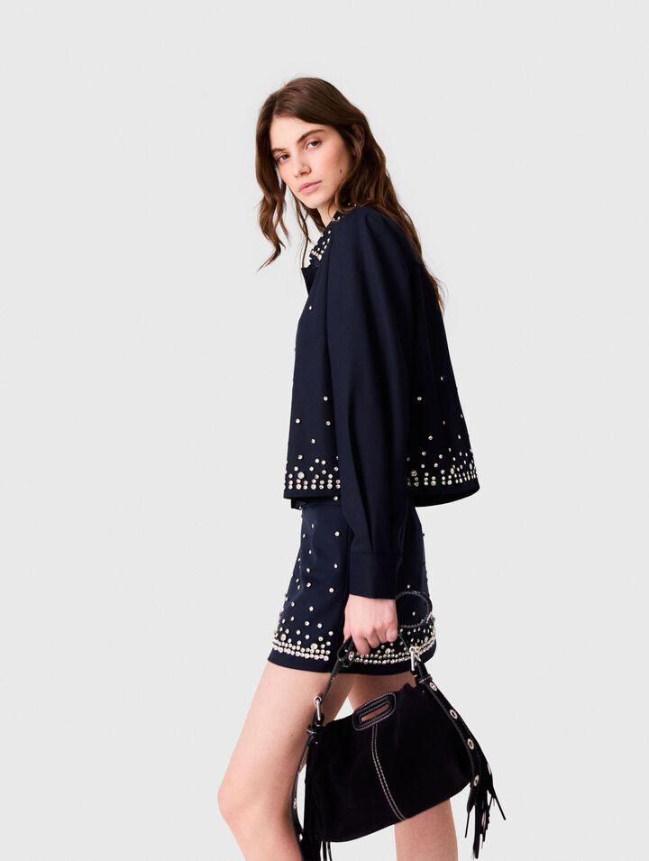 Chemise courte brod&eacute;e de strass