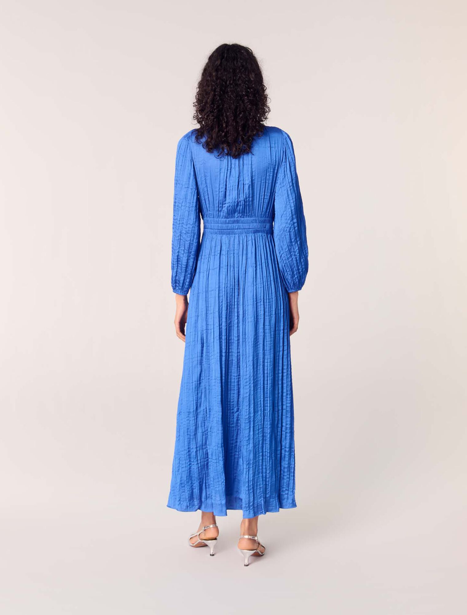 Pleated satin maxi dress