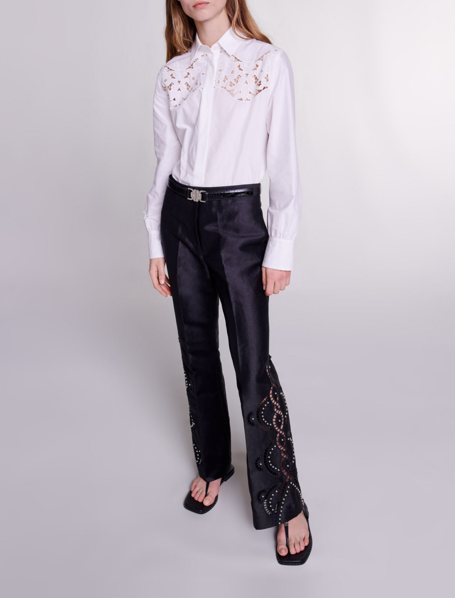 Pantalon évasé ajouré