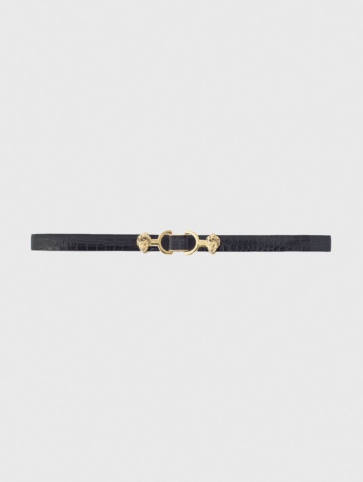 Ceinture fine en cuir à mors lion