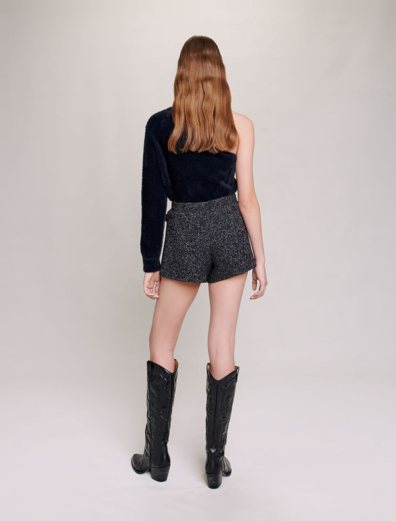 Short en tweed pailleté