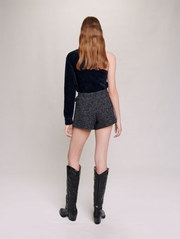 Short en tweed pailleté