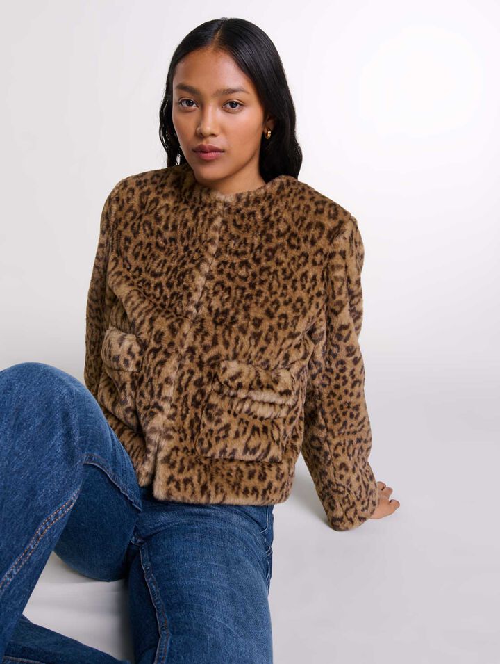 Cropped faux fur jacket