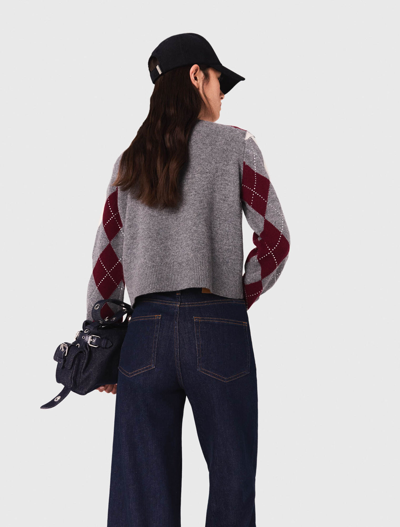 Cropped argyle jumper