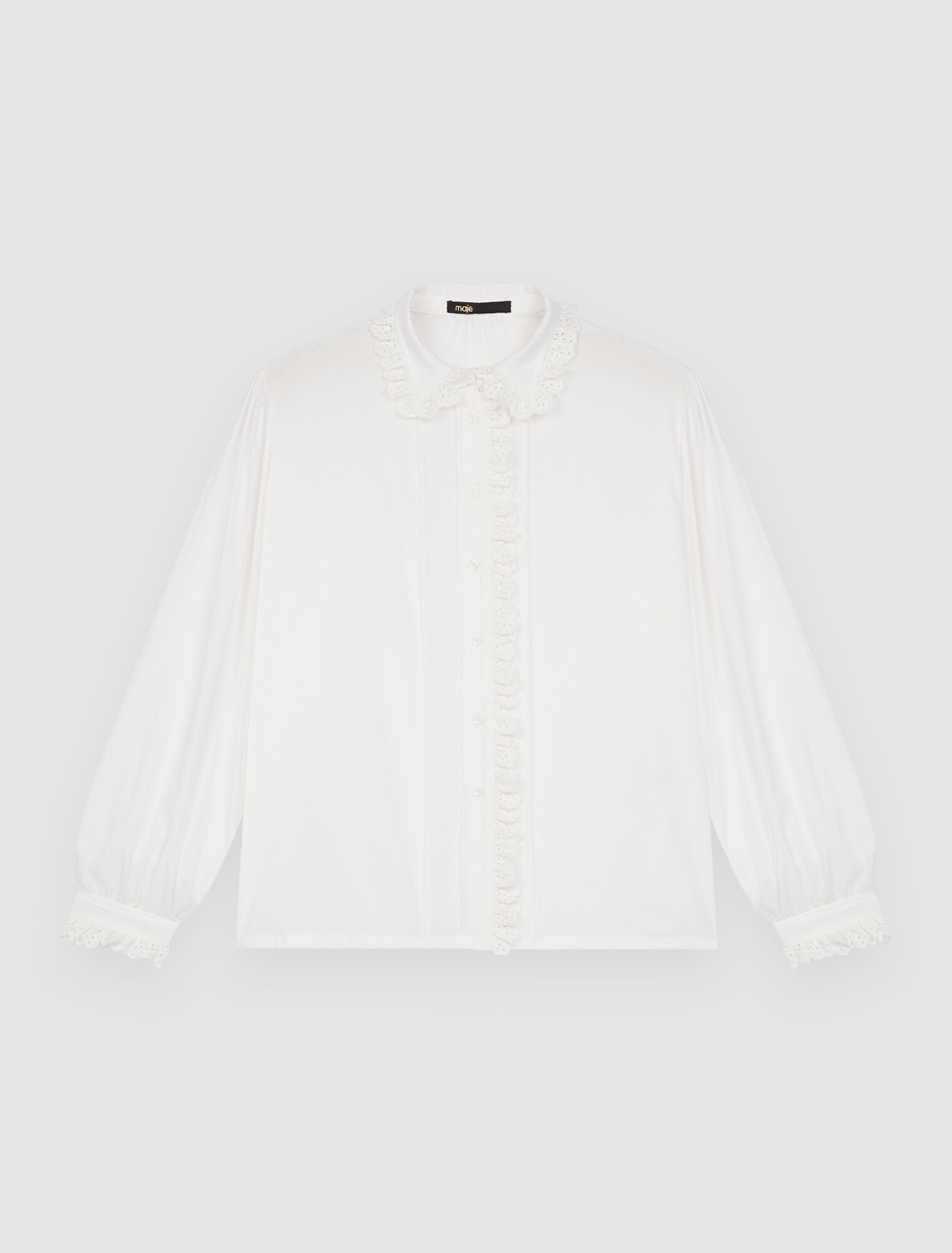 Chemise blanche en voile à col claudine