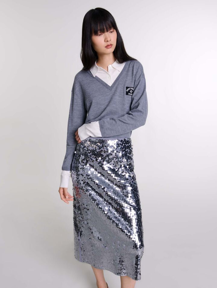 Jupe en maille ornée de sequins