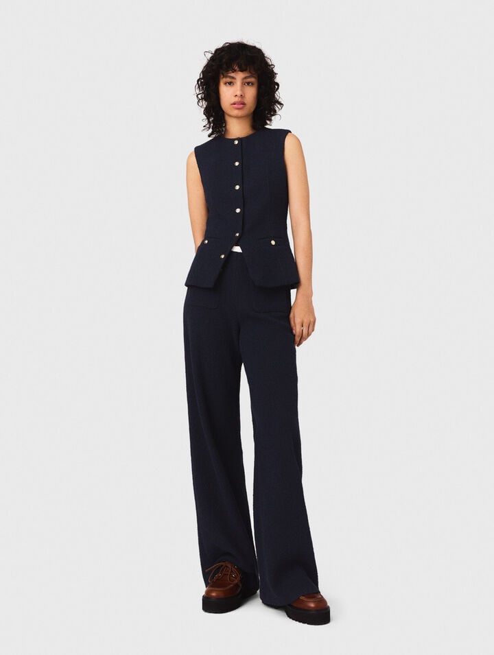 Straight-leg tweed trousers