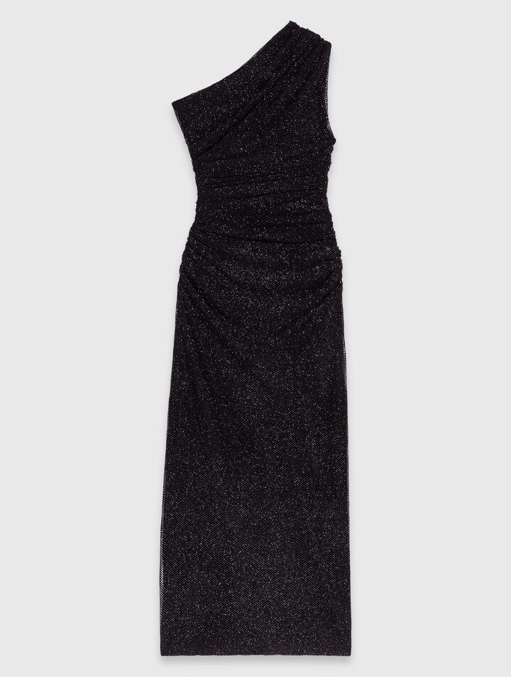 Robe asymétrique en maille strassée