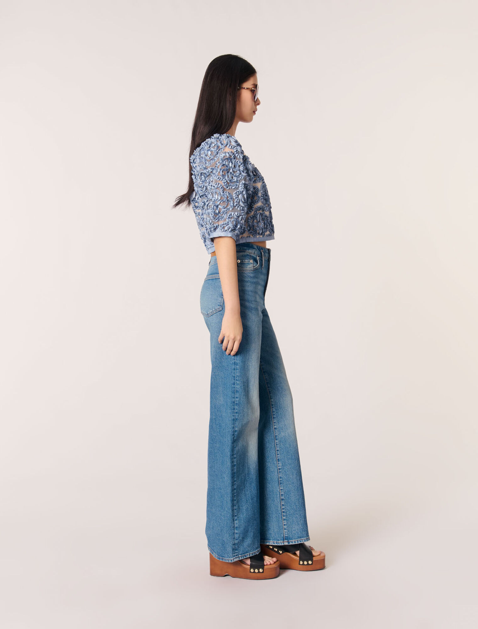 Top en organza motif floral