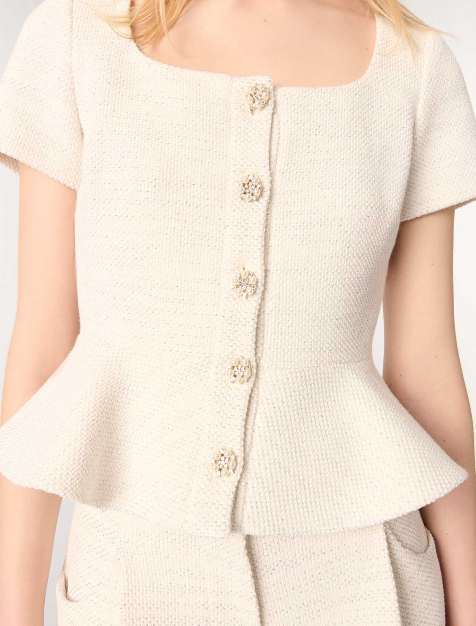 Top peplum en tweed et lurex