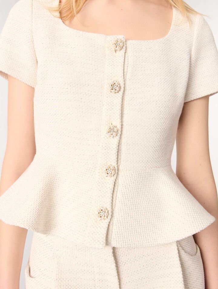 Top peplum en tweed et lurex