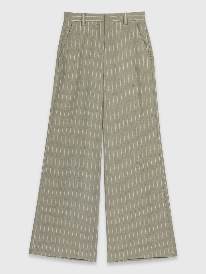 Pantalon tailleur en lin m&eacute;lang&eacute;