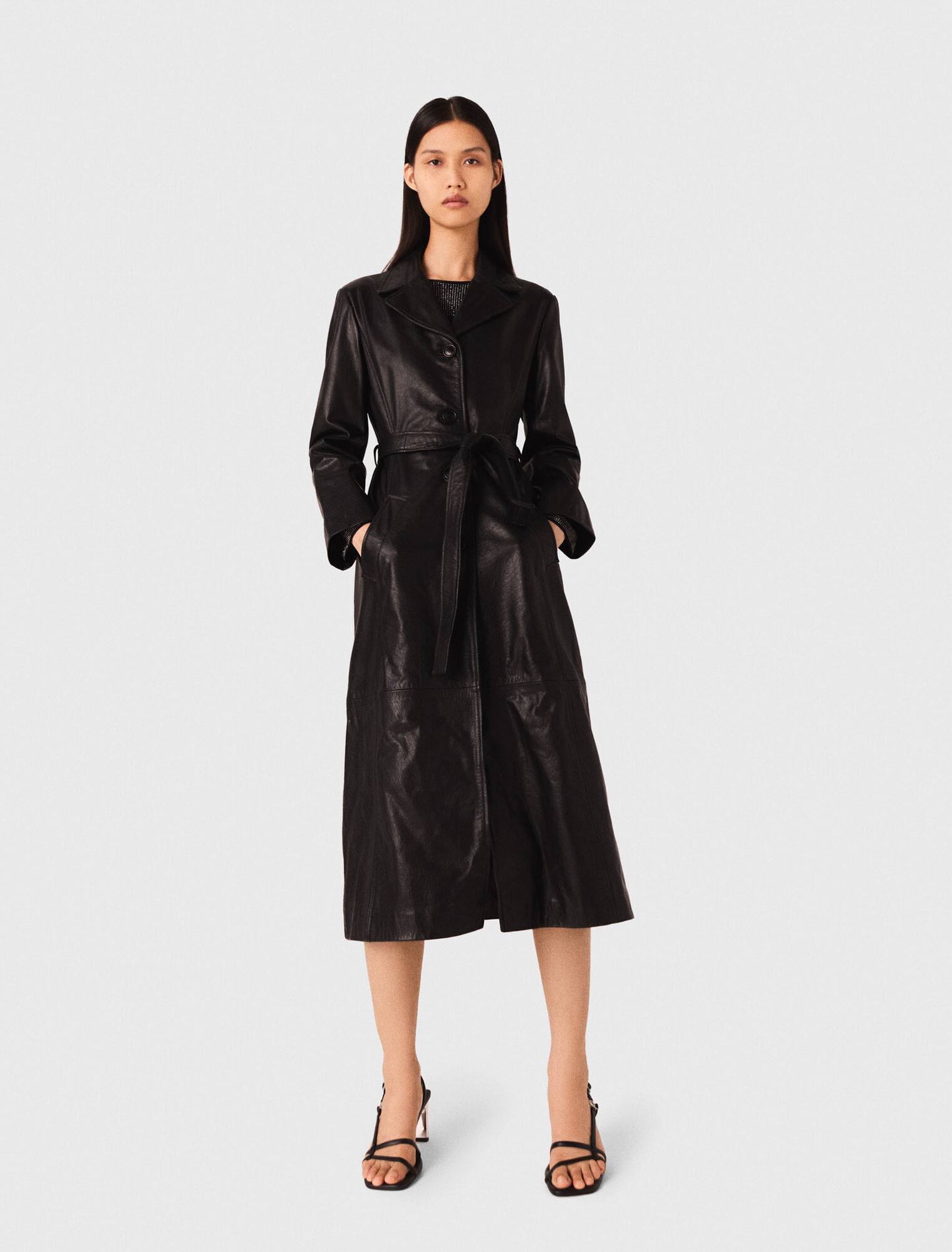 Trench long en cuir