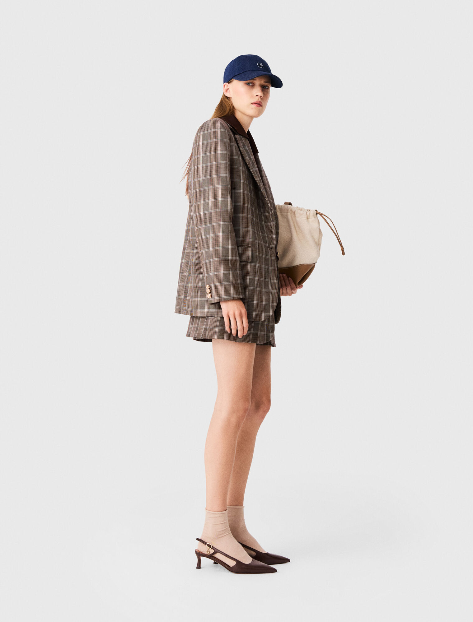 Veste &agrave; carreaux col amovible