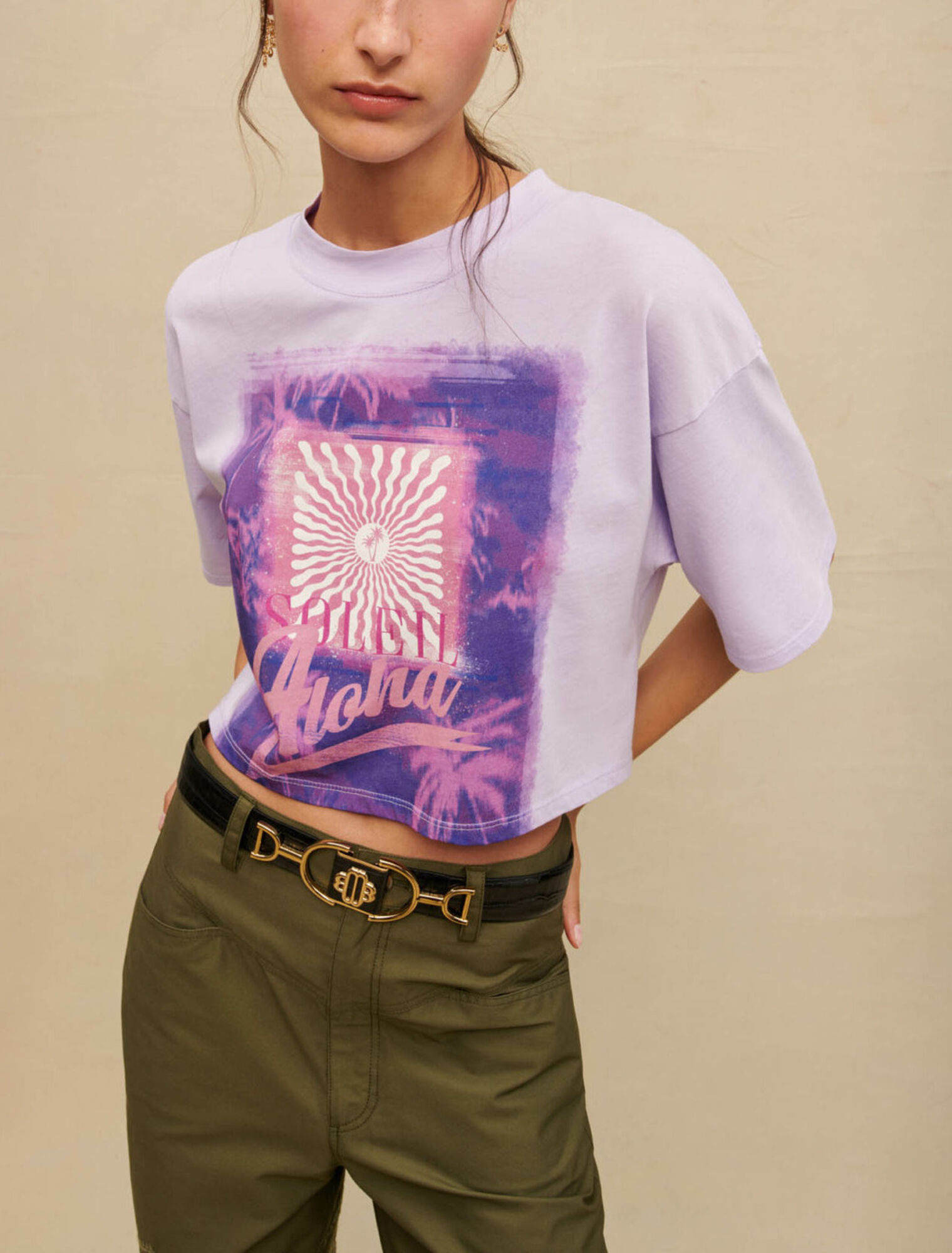 Palm-tree print short T-shirt