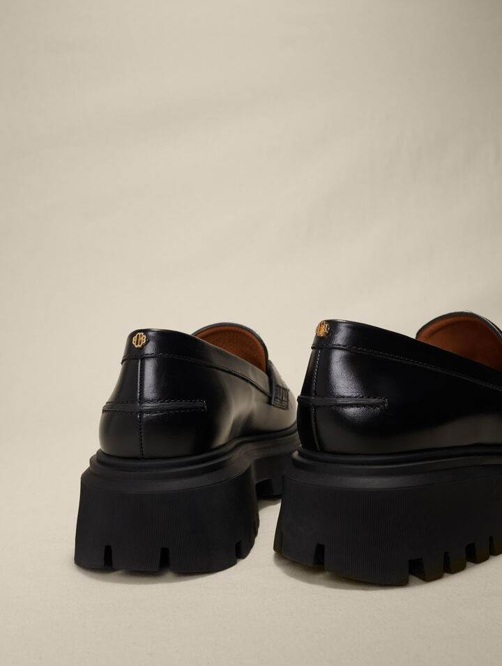 Mocassins en cuir &agrave; plateforme