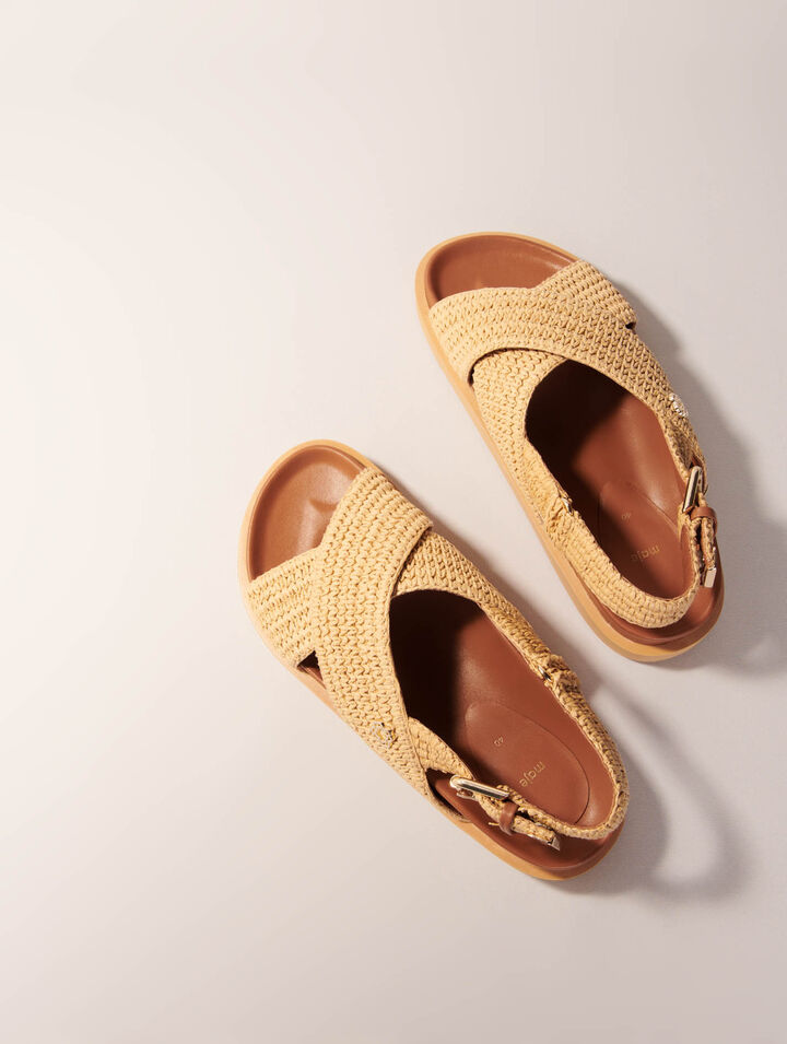 Raffia-effect flat sandals