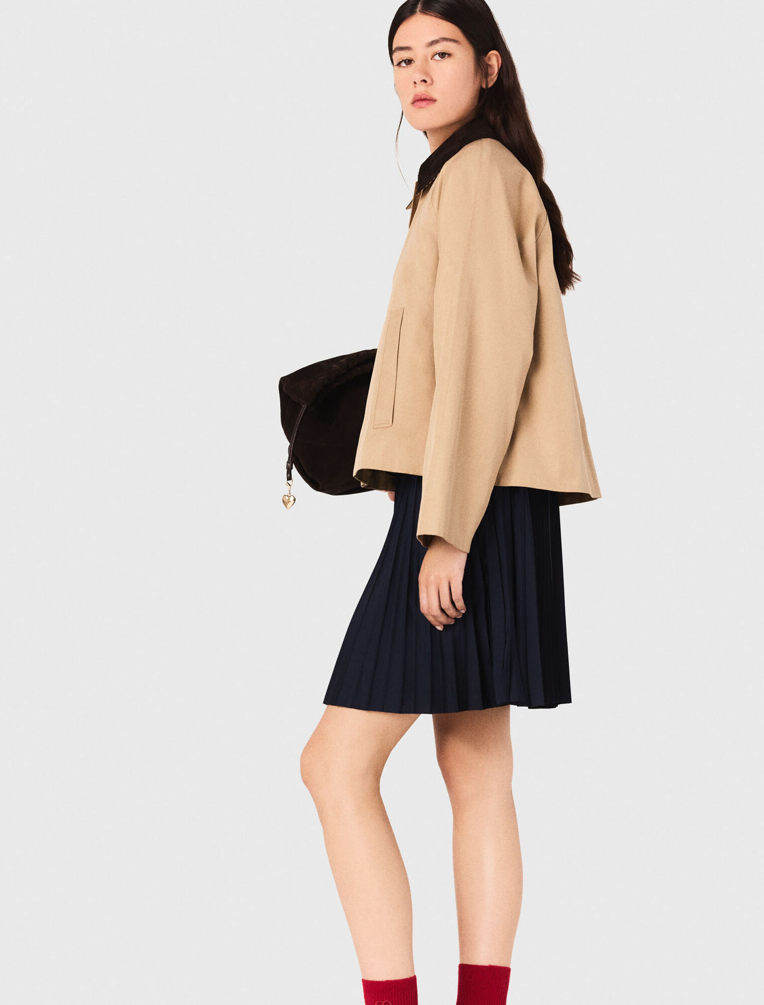 Blouson trapèze à col contrasté